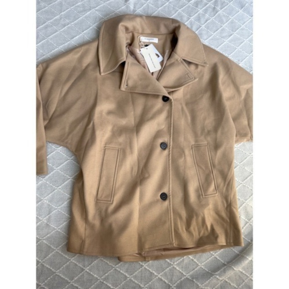 Commense Solid Oversized Pocket Button Coat Khaki… - image 14